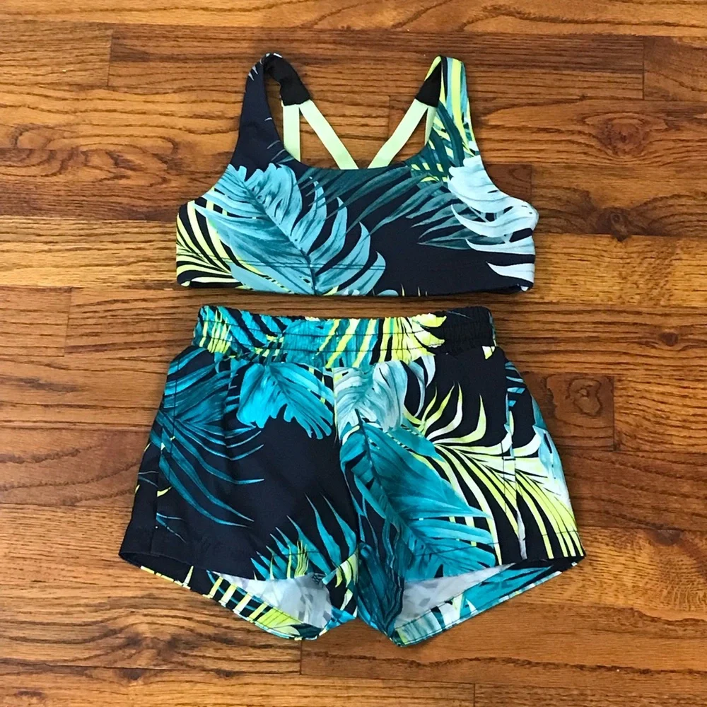 Old Navy Girls Activewear Gymnastics Gym Dance Short & Top Set Size 4 / 5 XS